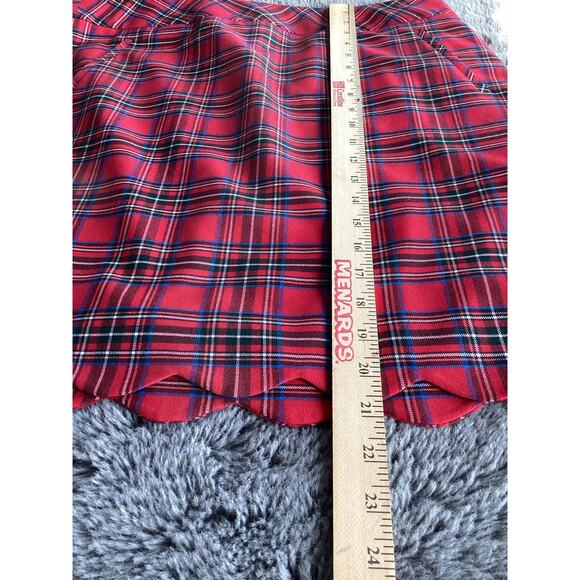 Talbots size 12 tartan scalloped plaid skirt holiday Christmas red wool blend - Picture 10 of 10